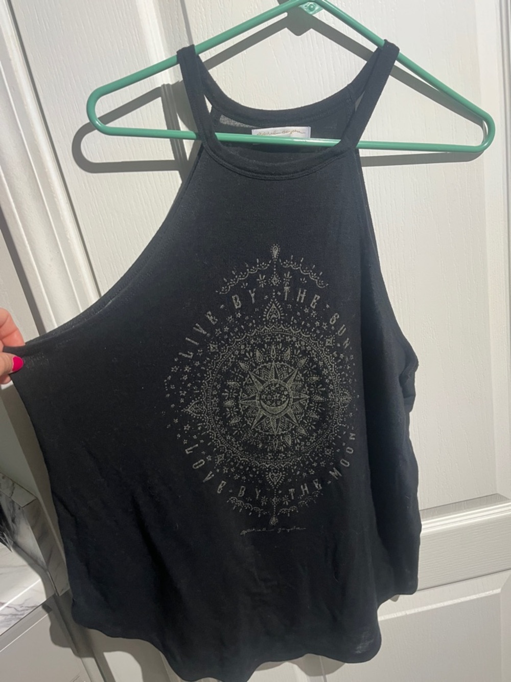 Spiritual gangster Black Graphic Halter Tank Top size L